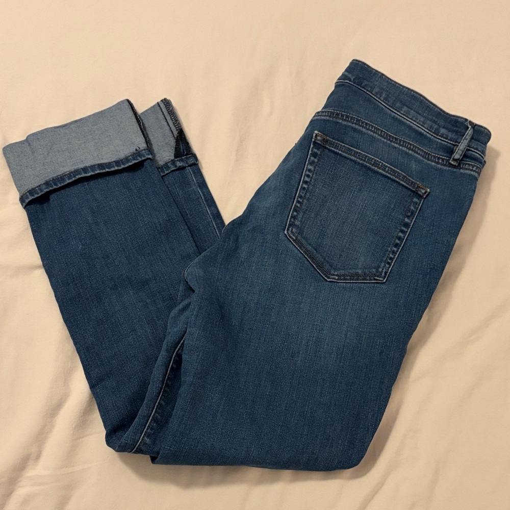 Loft Outlet High Rise Straight Cuff Jean